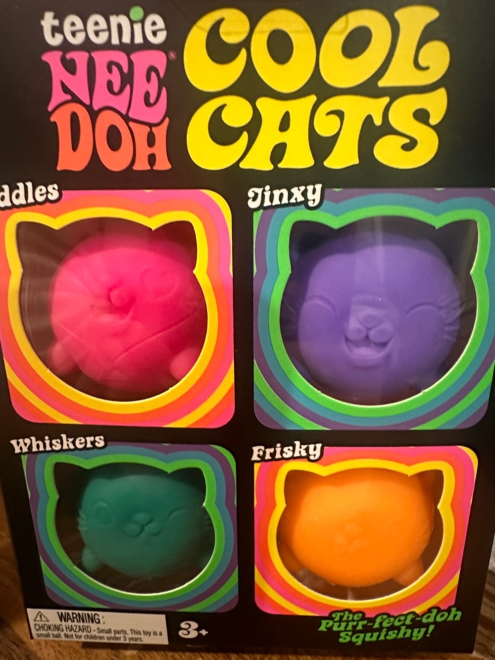 Teenie NeeDoh Cool cats 4 piece Set - Pink, Purple, Green, Orange